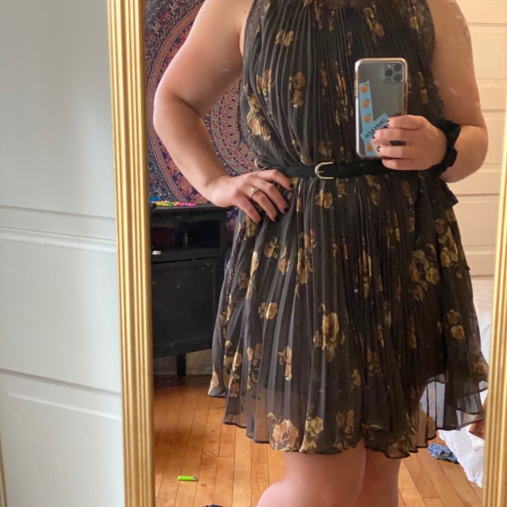 Free People Lacey Floral Pleated Dress Above Knee